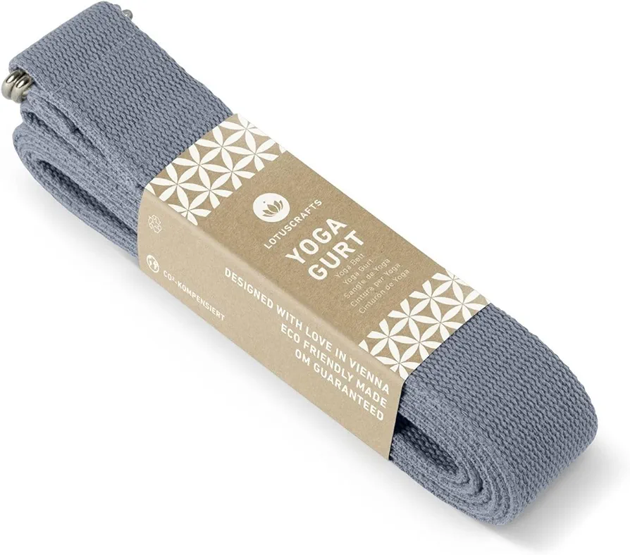 Lotuscrafts Yoga Strap - 100% Cotton (KBA) - for Better Stretch - for Beginners and Advanced - Yoga Strap with Metal Clasp [250 x 3.8 cm]