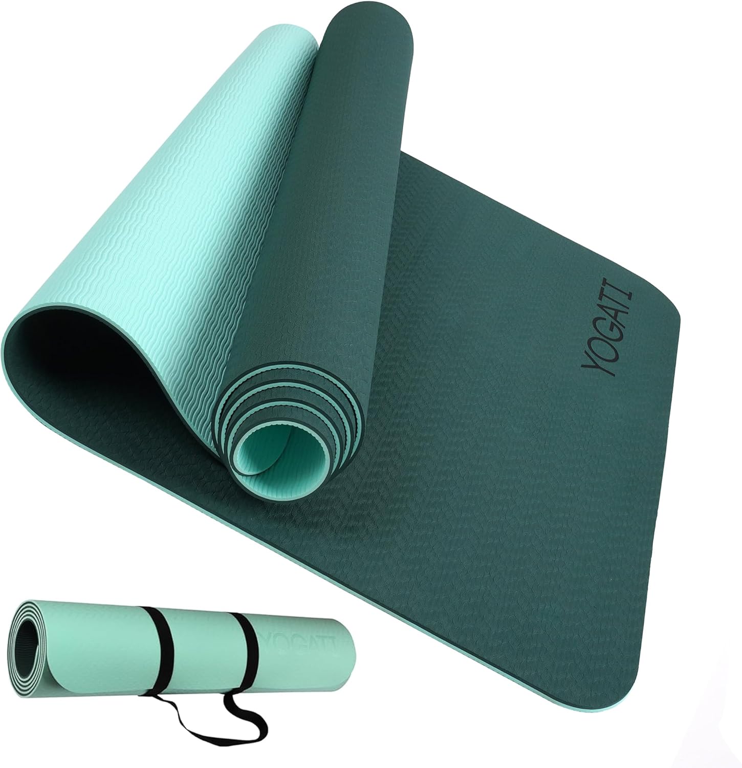YOGATI Sports Mat Fitness Mat Non-Slip with Carry Strap Gym Mat for Yoga, Pilates and Fitness Yoga Mat for Men and Women Yoga Mat Non-Slip Training Mat Yoga Mat