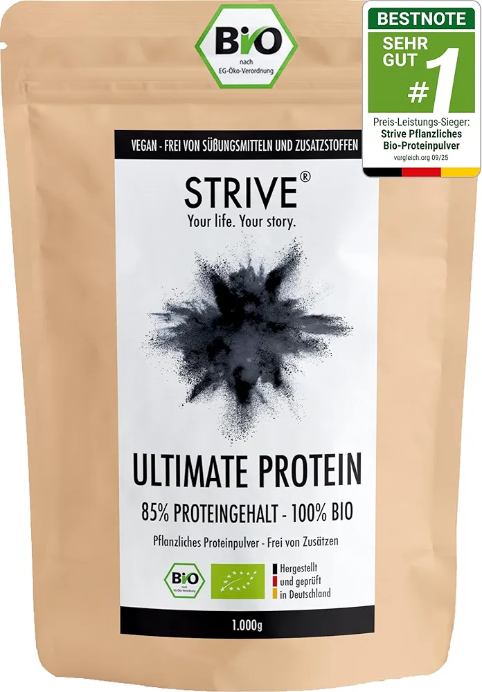 Ultimate Protein | 100% Organic Vegan | Natural | 1000g | Optimal Amino Acid Profile | 85% Protein Content | No Sweeteners | No Soy & Gluten | Made in Germany DE-ÖKO-039