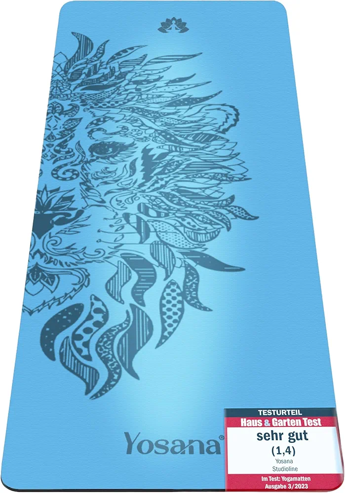 Yosana Yoga Mat Made of Natural Rubber | Extremely Non-Slip | Ultra Grip Surface Made of Eco PU | Extra Wide 68 cm | Includes Carry Strap | Yoga Mat 183 x 68 cm | 4 mm Thin